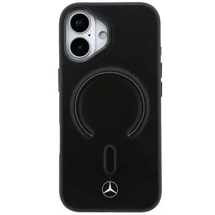 Mercedes PU Leather 3D MagSafe Zadný Kryt pre iPhone 17 čierny