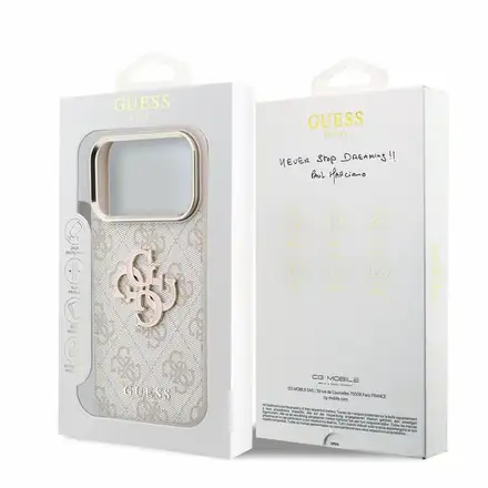 Guess PU 4G Resin Metal Logo kryt iPhone 18 Pro ružový