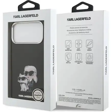 Karl Lagerfeld IML Aquarelle Karl and Choupette kryt iPhone 17 Pro Max čierny