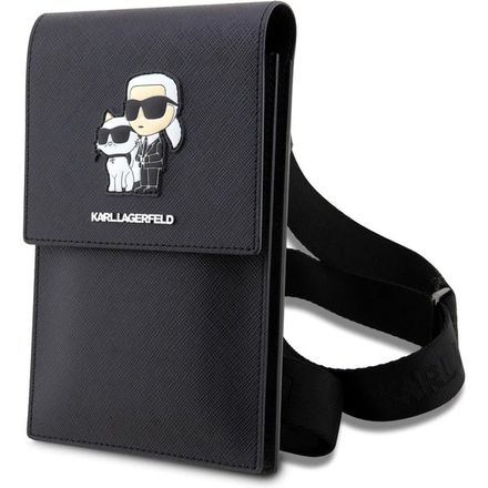 Karl Lagerfeld Saffiano Metal Logo NFT Taška na Telefón čierna