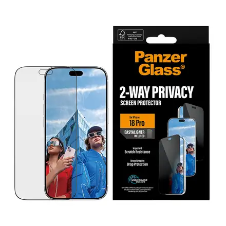 PanzerGlass ochranné sklo UWF 2-Way Privacy pre iPhone 18 Pro - Black Frame