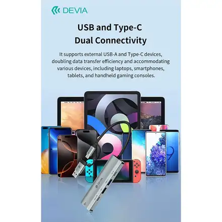 Devia USB-C Hub Pro 5 in 1 EC701 - Deep Gray