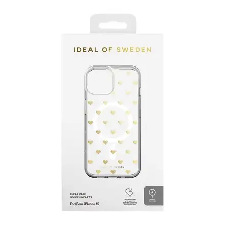iDeal Fashion Clear Case MagSafe iPhone 13/14/15 Golden Hearts