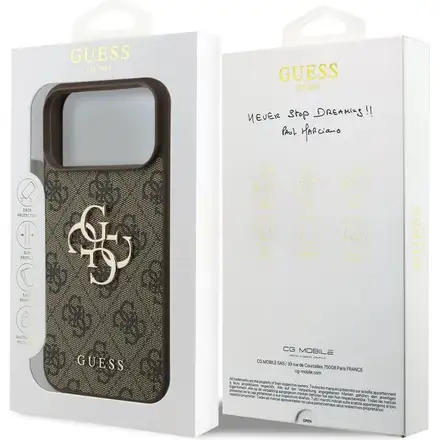 Guess PU 4G Metal Logo kryt iPhone 17 Pro Max hnedý