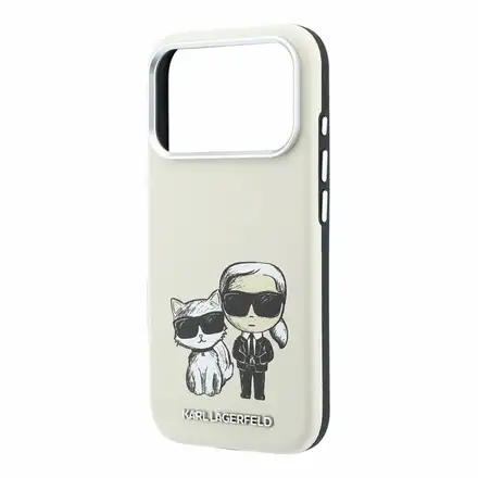 Karl Lagerfeld PU Semi Wrap Smooth Sketch Bodies Magsafe kryt iPhone 18 Pro Max bežový