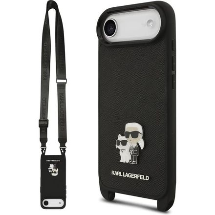 Karl Lagerfeld Saffiano Crossbody Popruh Metal Karl and Choupette kryt iPhone Air čierny