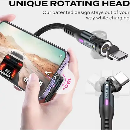 KeySmart Statik 360 PRO 2.0 magnetický USB-C kábel (1m)