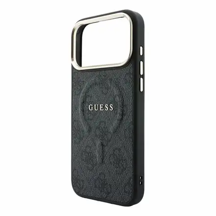 Guess PU Leather 4G Gold Frame Embossed MagSafe kryt iPhone 18 Pro Max čierny