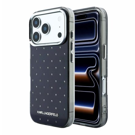 Karl Lagerfeld IML Rhinestones Allover kryt iPhone 18 Pro čierna