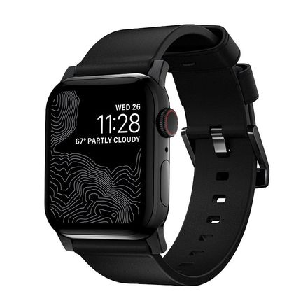 Nomad kožený remienok pre Apple Watch 44-49mm - Modern Black/Black Hardware