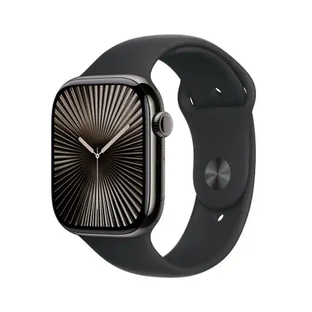 Apple Watch Series 10 GPS + Cellular 46mm Bridlicovo sivý titán s čiernym športovým remienkom - S/M