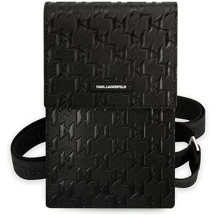 Karl Lagerfeld Saffiano Monogram Taška na Telefón čierna
