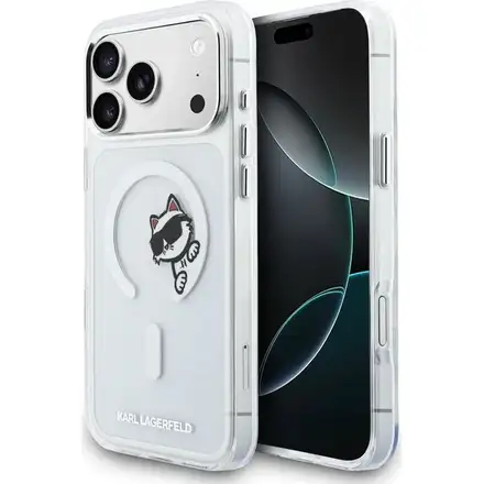 Karl Lagerfeld IML Choupette Peekaboo MagSafe MagSafe kryt iPhone 17 Pro Max priehľadná
