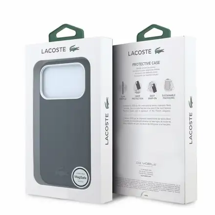 Lacoste PVC Petit Pique Semi Wrap Embossed MagSafe kryt iPhone 18 Pro Max čierny