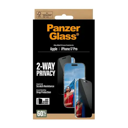 PanzerGlass ochranné sklo UWF 2-Way Privacy pre iPhone 17 Pro - Black Frame