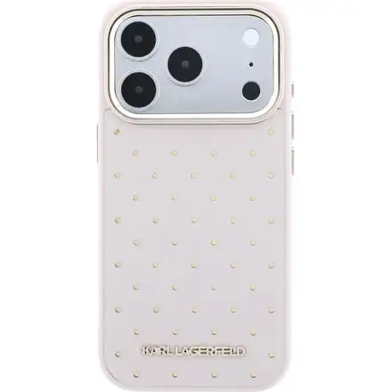 Karl Lagerfeld PU Perforated Gold Dots MagSafe kryt iPhone 17 Pro ružový