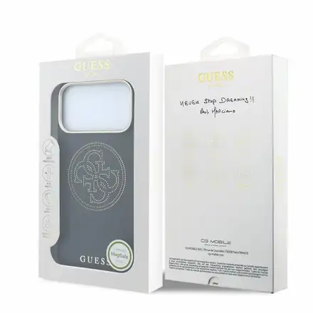 Guess PU Semi Wrap Perforated 4G Logo MagSafe kryt iPhone 18 Pro čierny