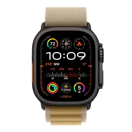 Apple Watch 49mm Tan Alpine Loop - Medium - Black Titanium Finish