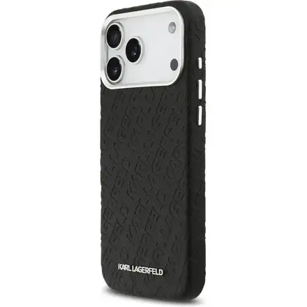 Karl Lagerfeld Grained PU Repeated Logo MagSafe kryt iPhone 17 Pro čierny
