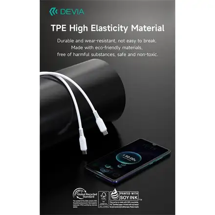 Devia kábel USB-C to USB-C GRS Series Cable 1m - White