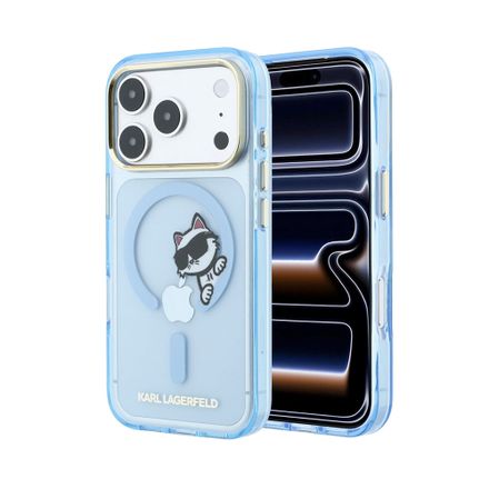 Karl Lagerfeld IML Choupette Peekaboo Magsafe kryt iPhone 18 Pro modrý