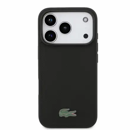 Lacoste PVC Iconic Petit Pique Metal Logo MagSafe kryt iPhone 18 Pro čierny