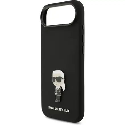 Karl Lagerfeld Liquid Silicone Metal Ikonik kryt iPhone Air čierny