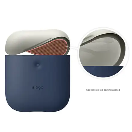 Elago Airpods 2 Silicone Duo Case - Jean Indigo/ White, Yellow