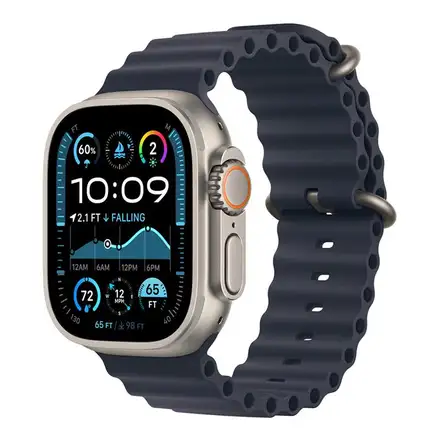 Apple Watch 49mm Navy Ocean Band - Natural Titanium Finish