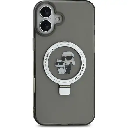 Karl Lagerfeld Ringstand Karl and Choupette MagSafe kryt iPhone 16 čierny