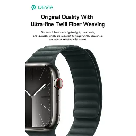 Devia remienok Deluxe Magnetic Fiber Watch Band 44/45/46mm - Evergreen