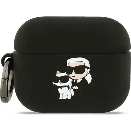 Karl Lagerfeld 3D Logo NFT Karl and Choupette Silikonové Púzdro pre AirPods 3 Pro čierne