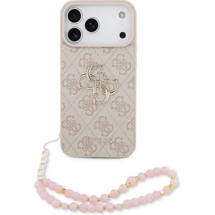 Guess PU 4G Metal Logo Strap kryt iPhone 17 Pro ružový
