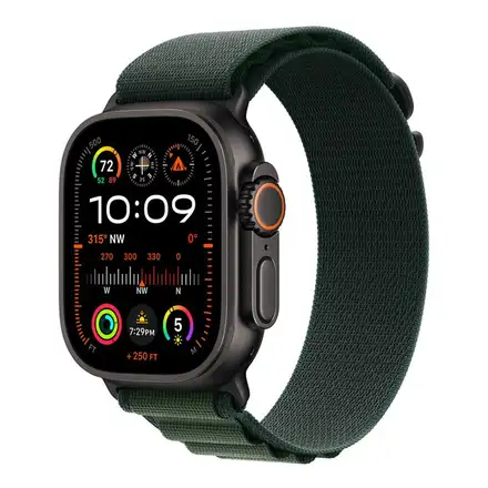 Apple Watch 49mm Dark Green Alpine Loop - Small - Black Titanium Finish