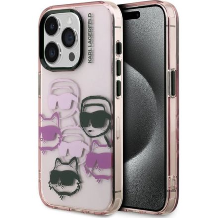 Karl Lagerfeld IML Multi K&CH Heads kryt iPhone 15 Pro ružový