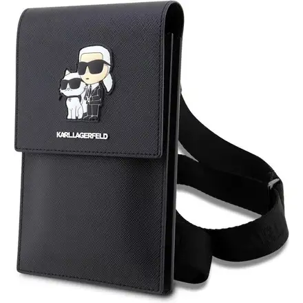 Karl Lagerfeld Saffiano Metal Logo NFT Taška na Telefón čierna