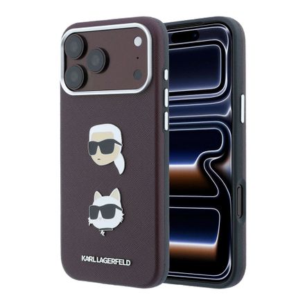 Karl Lagerfeld PU Semi Wrap Saffiano K&CH Heads kryt iPhone 18 Pro Max burgundy