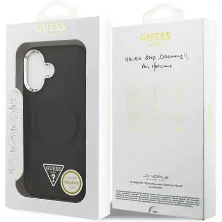 Guess PU Leather Triangle Logo MagSafe kryt iPhone 17 čierny