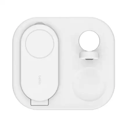 Belkin Boost Charge 3-in-1 Magnetic Foldable Wireless Charger with Qi2 15W + 36W Charger - White