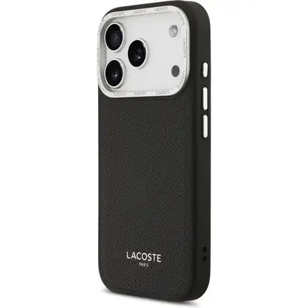 Lacoste PU Leather Champs Elysees MagSafe kryt iPhone 17 Pro čierny