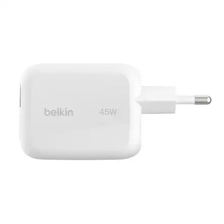 Belkin Ultra Charge USB-C GaN Wall Charger 45W + Retractabe Cable 1m - White