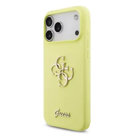 Guess Liquid Silicone 4G Metal Logo kryt iPhone 17 Pro Max žltý