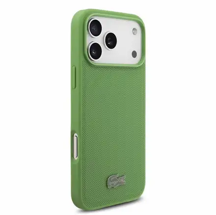 Lacoste PVC Iconic Petit Pique Metal Logo MagSafe kryt iPhone 18 Pro Max zelený
