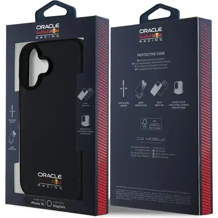 Red Bull Carbon Shiny MagSafe Zadný Kryt pre iPhone 16 čierny