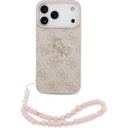 Guess PU 4G Metal Logo Strap kryt iPhone 17 Pro Max ružový