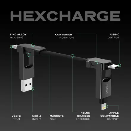 KeySmart Statik HexCharge - univerzálny USB kábel