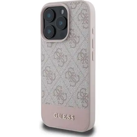 Guess PU 4G Stripe kryt iPhone 16 Pro Max ružový