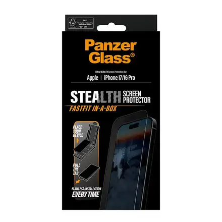 PanzerGlass ochranné sklo UWF Stealth pre iPhone 17/16 Pro - Black Frame