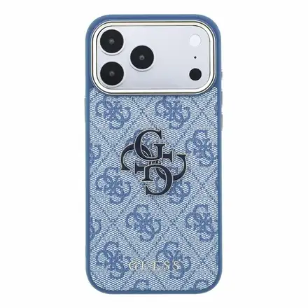 Guess PU 4G Resin Metal Logo kryt iPhone 18 Pro Max modrý