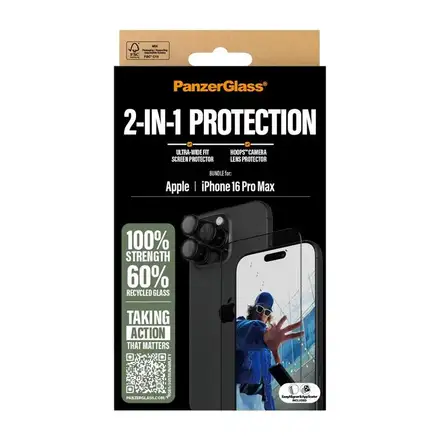 PanzerGlass ochranné sklo UWF + Hoops Bundle pre iPhone 16 Pro Max - Black Frame